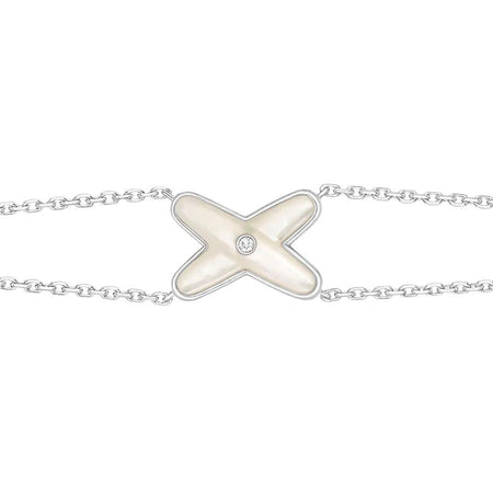 [Clover Jewelry]JEUX BRACELET WHITE MOP SILVER 1 DIAMOND