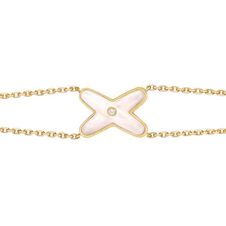 [Clover Jewelry]JEUX BRACELET WHITE MOP GOLD 1 DIAMOND