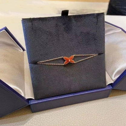 [Clover Jewelry]JEUX BRACELET CARNELIAN PINK GOLD 1 DIAMOND