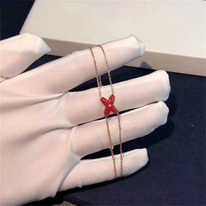 [Clover Jewelry]JEUX BRACELET CARNELIAN PINK GOLD 1 DIAMOND