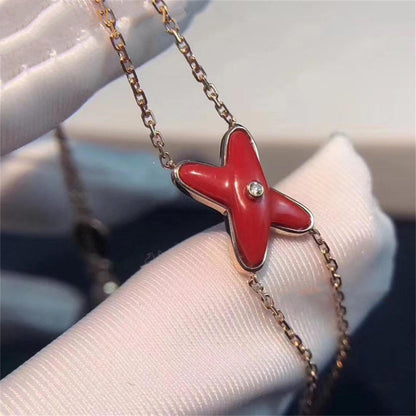 [Clover Jewelry]JEUX BRACELET CARNELIAN PINK GOLD 1 DIAMOND