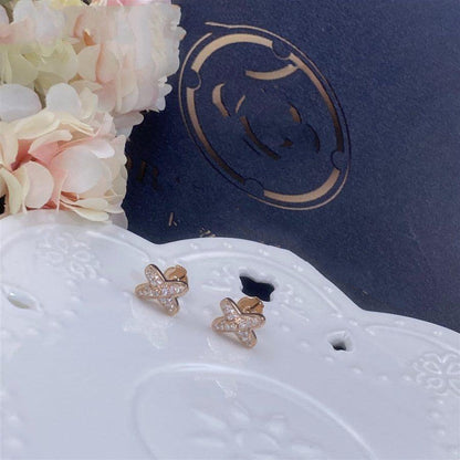 [Clover Jewelry]JEUX DE PINK GOLD DIAMOND EARRINGS
