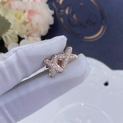 [Clover Jewelry]JEUX DE PINK GOLD DIAMOND EARRINGS