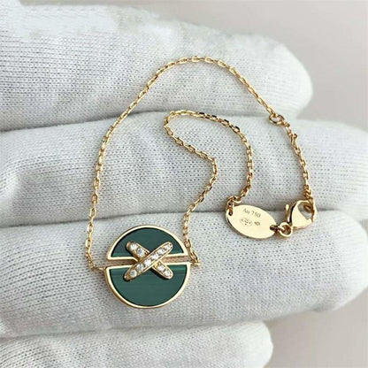 [Clover Jewelry]JEUX DE BRACELET MALACHITE PINK GOLD DIAMONDS