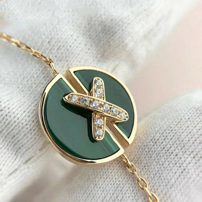 [Clover Jewelry]JEUX DE BRACELET MALACHITE PINK GOLD DIAMONDS