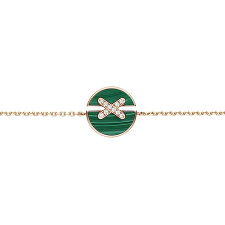 [Clover Jewelry]JEUX DE BRACELET MALACHITE PINK GOLD DIAMONDS