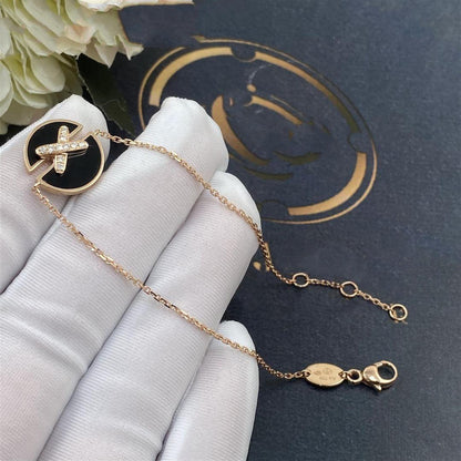 [Clover Jewelry]JEUX DE BRACELET ONYX PINK GOLD DIAMOND