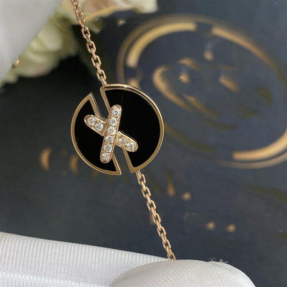 [Clover Jewelry]JEUX DE BRACELET ONYX PINK GOLD DIAMOND