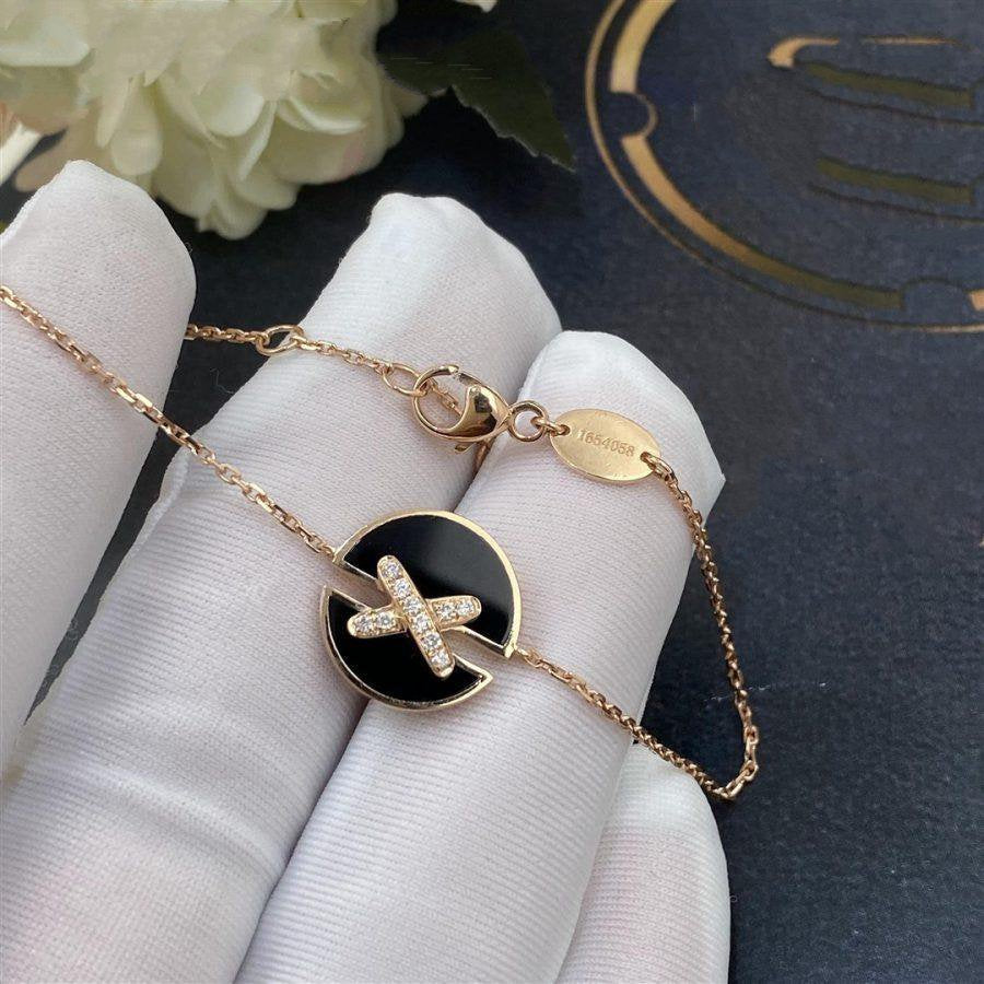 [Clover Jewelry]JEUX DE BRACELET ONYX PINK GOLD DIAMOND
