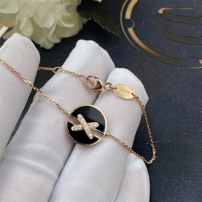 [Clover Jewelry]JEUX DE BRACELET ONYX PINK GOLD DIAMOND