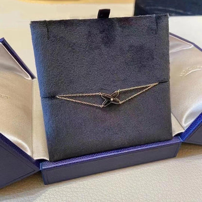 [Clover Jewelry]JEUX BRACELET ONYX PINK GOLD 1 DIAMOND