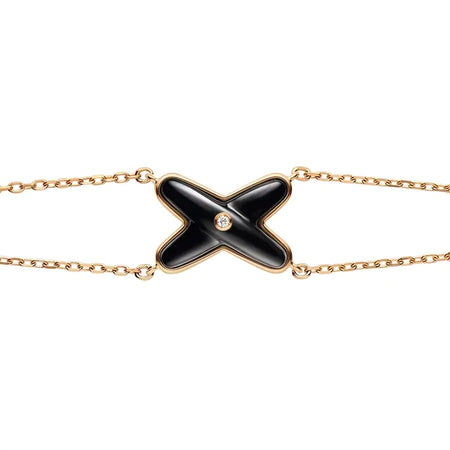 [Clover Jewelry]JEUX BRACELET ONYX PINK GOLD 1 DIAMOND