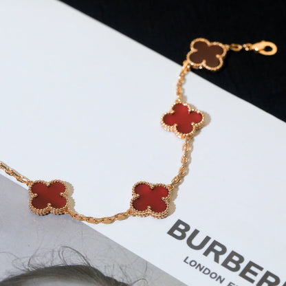 [Clover Jewelry]CLOVER 5 MOTIFS RED AGATE  BRACELET