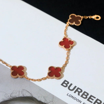 [Clover Jewelry] CLOVER 5 MOTIF RED CORNELIAN BRACELET COLLECTION
