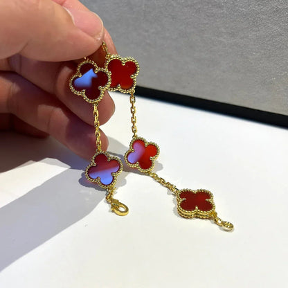 [Clover Jewelry] CLOVER 5 MOTIF RED CORNELIAN BRACELET COLLECTION