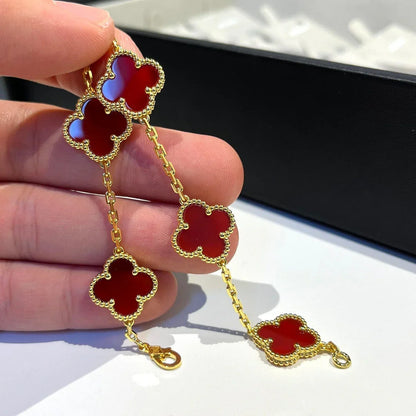 [Clover Jewelry] CLOVER 5 MOTIF RED CORNELIAN BRACELET COLLECTION