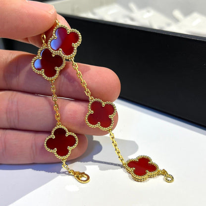 [Clover Jewelry]CLOVER 5 MOTIFS RED AGATE  BRACELET