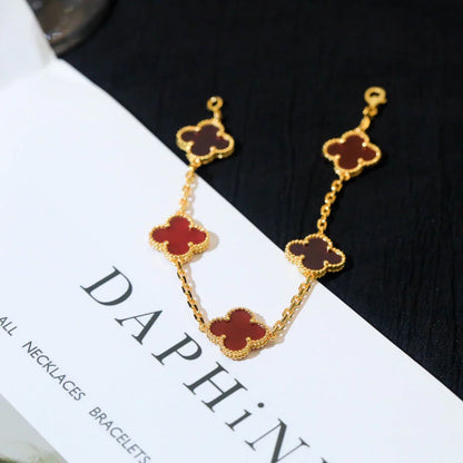 [Clover Jewelry] CLOVER 5 MOTIF RED CORNELIAN BRACELET COLLECTION