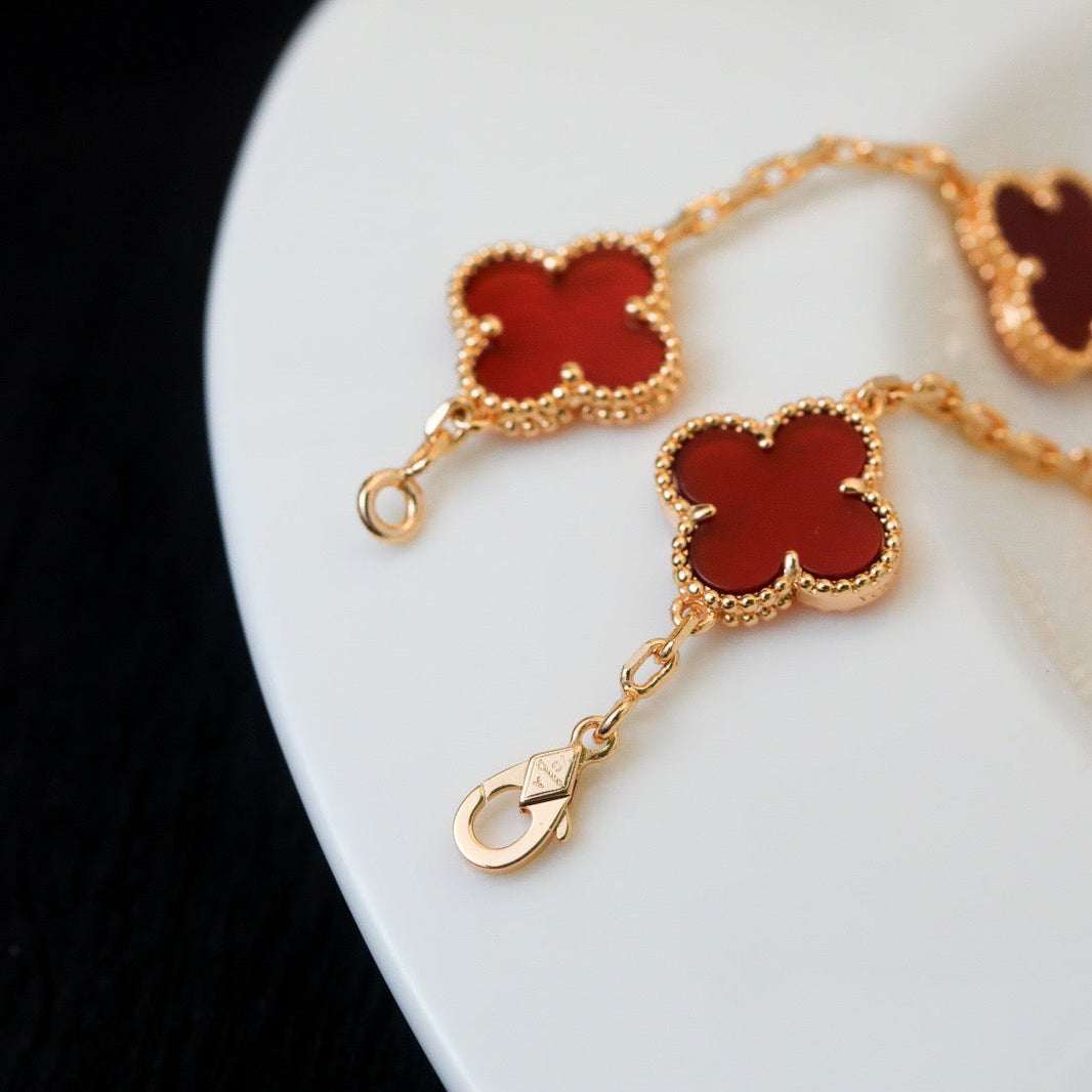 [Clover Jewelry]CLOVER 5 MOTIFS RED AGATE  BRACELET