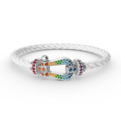 [Clover Jewelry]FORC LARGE HORSESHOE  COLORED DIAMOND BRACELET SILVER