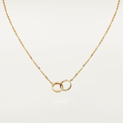 [Clover Jewelry]LOVE DOUBLE RING HALF DIAMOND NECKLACE