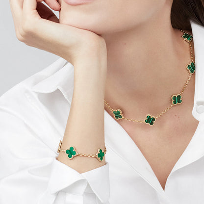 [Clover Jewelry]CLOVER 10 MOTIFS MALACHITE NECKLACE