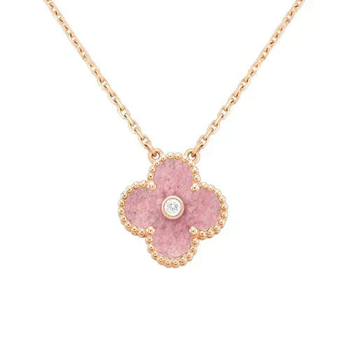 [Clover Jewelry]CLOVER 15MM DIAMOND RHODONITE NECKLACE
