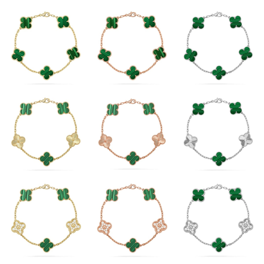[Clover Jewelry] CLOVER 5 MOTIF MALACHITE BRACELET COLLECTION
