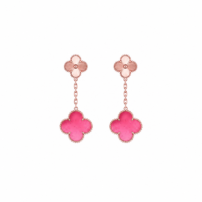 [Clover Jewelry]NEW CLOVER 2 MOTIF PINK ENAMEL EARRINGS