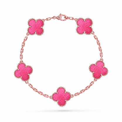 [Clover Jewelry]NEW CLOVER 5 MOTIFS PINK ENAMEL BRACELET