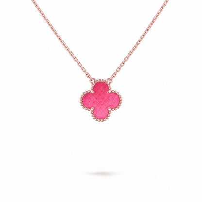 [Clover Jewelry]NEW CLOVER 15MM PINK ENAMEL NECKLACE