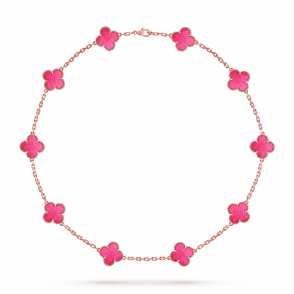 [Clover Jewelry]NEW CLOVER 10 MOTIFS PINK ENAMEL NECKLACE