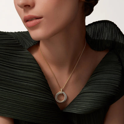 [Clover Jewelry]TRINITY LARGE FULL DIAMOND  NECKLACE