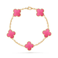 [Clover Jewelry]NEW CLOVER 5 MOTIFS PINK ENAMEL BRACELET