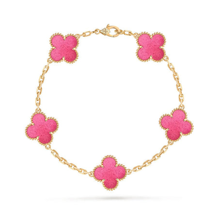 [Clover Jewelry]NEW CLOVER 5 MOTIFS PINK ENAMEL BRACELET