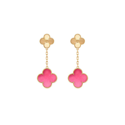 [Clover Jewelry]NEW CLOVER 2 MOTIF PINK ENAMEL EARRINGS