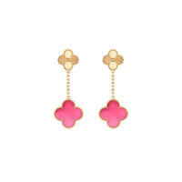 [Clover Jewelry]NEW CLOVER 2 MOTIF PINK ENAMEL EARRINGS