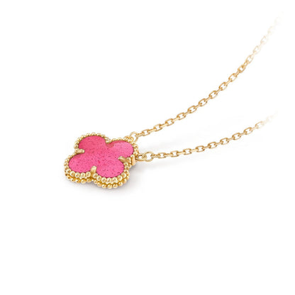 [Clover Jewelry]NEW CLOVER 15MM PINK ENAMEL NECKLACE
