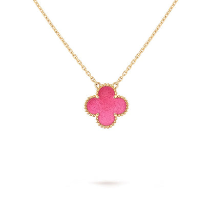 [Clover Jewelry]NEW CLOVER 15MM PINK ENAMEL NECKLACE