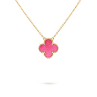 [Clover Jewelry]NEW CLOVER 15MM PINK ENAMEL NECKLACE