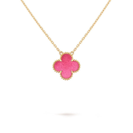 [Clover Jewelry]NEW CLOVER 15MM PINK ENAMEL NECKLACE