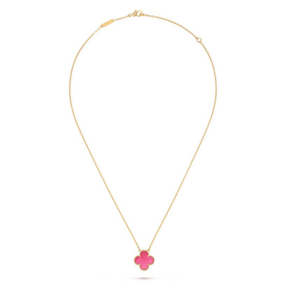 [Clover Jewelry]NEW CLOVER 15MM PINK ENAMEL NECKLACE