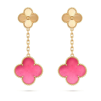 [Clover Jewelry]NEW CLOVER 2 MOTIF PINK ENAMEL EARRINGS
