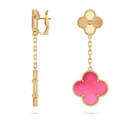 [Clover Jewelry]NEW CLOVER 2 MOTIF PINK ENAMEL EARRINGS
