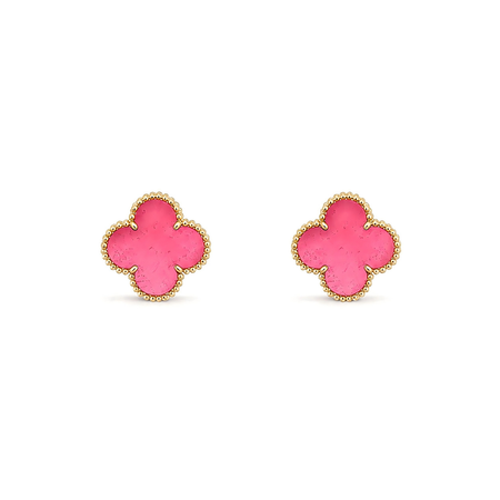 [Clover Jewelry]NEW CLOVER 15MM PINK ENAMEL STUD EARRINGS