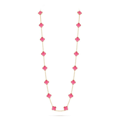 [Clover Jewelry] NEW CLOVER 20 MOTIFS PINK ENAMEL NECKLACE