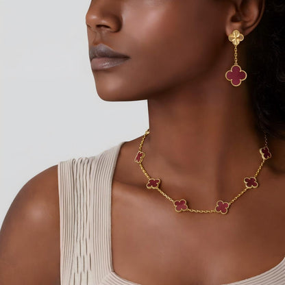 [Clover Jewelry]NEW CLOVER 10 MOTIFS PINK ENAMEL NECKLACE