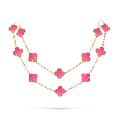 [Clover Jewelry] NEW CLOVER 20 MOTIFS PINK ENAMEL NECKLACE