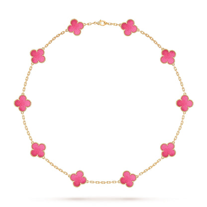 [Clover Jewelry]NEW CLOVER 10 MOTIFS PINK ENAMEL NECKLACE