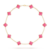 [Clover Jewelry]NEW CLOVER 10 MOTIFS PINK ENAMEL NECKLACE